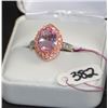 Image 3 : 14K WHITE GOLD RING - HALO DESIGN - PINK CZ'S