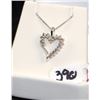 Image 3 : 10K WHITE GOLD DIAMOND HEART PENDANT & CHAIN