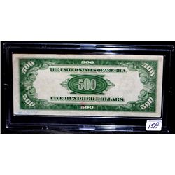 $500 FEDERAL RESERVE NOTE - SERIES 1934 A - FROM SAFE DEPOIT - NOTE: NUMBERS PRINTED IN INK ON REVER