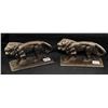 Image 1 : PAIR OF HEAVEY METAL LION BOOKENDS - 6 1/2" IN LENGTH, 3 1/2" TALL