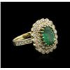 Image 2 : 14KT Yellow Gold 3.11ct Emerald and Diamond Ring