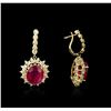 Image 2 : 14KT Yellow Gold 17.84ctw Ruby and Diamond Earrings