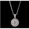 Image 1 : 14KT White Gold 0.90ctw Diamond Pendant With Chain