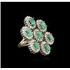 Image 2 : 14KT Yellow Gold 4.90ctw Emerald and Diamond Ring