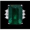 Image 1 : 14KT White Gold 17.13ct Emerald and Diamond Ring