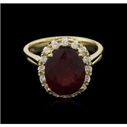 6.70ct Ruby and Diamond Ring - 14KT Yellow Gold