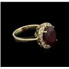 Image 2 : 6.70ct Ruby and Diamond Ring - 14KT Yellow Gold