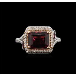 3.54ctw Rubellite and Diamond Ring - 14KT White Gold