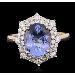 14KT Yellow Gold 3.20ct Tanzanite and Diamond Ring