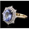 Image 2 : 14KT Yellow Gold 3.20ct Tanzanite and Diamond Ring