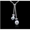 Image 2 : 18KT White Gold Pearl and Diamond Necklace