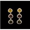 Image 1 : 20.15ctw Multicolor Tourmaline and Diamond Earrings - 14KT Yellow Gold