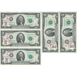 1976 $2 1st Day Currency Lot of 5