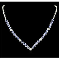 14KT White Gold 11.52ctw Tanzanite and Diamond Necklace