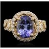 Image 1 : 14KT Yellow Gold 3.43ct Tanzanite and Diamond Ring