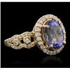 Image 2 : 14KT Yellow Gold 3.43ct Tanzanite and Diamond Ring