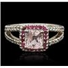 Image 1 : 14KT White Gold 1.84ct Pink Sapphire, Ruby and Diamond Ring