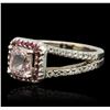 Image 2 : 14KT White Gold 1.84ct Pink Sapphire, Ruby and Diamond Ring