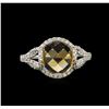 Image 1 : 3.55ct Citrine and Diamond Ring - 14KT White Gold