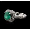 Image 2 : 14KT White Gold 1.08ct Emerald and Diamond Ring