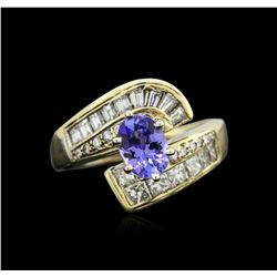 0.96ct Tanzanite and Diamond Ring - 14KT Yellow Gold