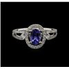 Image 1 : 0.70ct Tanzanite and Diamond Ring - 18KT White Gold