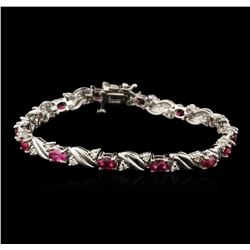 14KT White Gold 4.92ctw Ruby and Diamond Bracelet