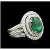 Image 2 : 14KT White Gold 3.58ct Emerald and Diamond Ring