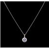 Image 2 : 1.40ct Tanzanite and Diamond Pendant With Chain - 14KT White Gold