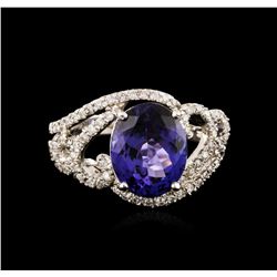 14KT White Gold 4.55ct Tanzanite and Diamond Ring