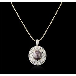 SILVER 49.83ct Star Ruby and White Sapphire Pendant With Chain