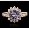 Image 1 : 14KT Rose Gold 1.63ct Tanzanite and Diamond Ring