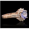 Image 2 : 14KT Rose Gold 1.63ct Tanzanite and Diamond Ring