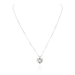 14KT White Gold 0.55ctw Diamond Pendant With Chain