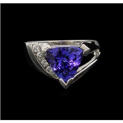 3.05ct Tanzanite and Diamond Ring - 14KT White Gold