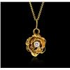 Image 1 : 14KT Yellow Gold 0.08ct Diamond Flower Pendant With Chain