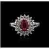 Image 1 : 14KT White Gold 0.79ct Ruby and Diamond Ring