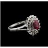Image 2 : 14KT White Gold 0.79ct Ruby and Diamond Ring