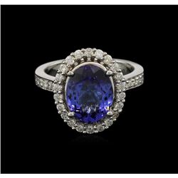 3.73ct Tanzanite and Diamond Ring - 14KT White Gold