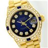 Image 1 : Rolex 18KT Gold Diamond and Sapphire President Ladies Watch