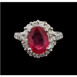 4.70ct Ruby and Diamond Ring - 14KT White Gold