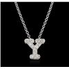 Image 1 : 14KT White Gold 0.17ctw Diamond Pendant With Chain