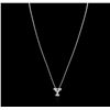 Image 2 : 14KT White Gold 0.17ctw Diamond Pendant With Chain