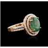 Image 2 : 2.72ct Emerald and Diamond Ring - 14KT Rose Gold