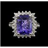 Image 1 : 5.18ct Tanzanite and Diamond Ring - 14KT White Gold