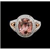 Image 1 : 14KT Rose Gold 3.62ct Pink Tourmaline and Diamond Ring