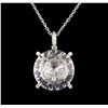 Image 2 : 18KT White Gold 0.20ctw Diamond Pendant With Chain