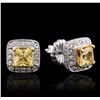 Image 2 : 18KT White Gold 2.00ctw Yellow Sapphire and Diamond Earrings