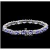 Image 2 : 14KT White Gold 14.82ctw Tanzanite and Diamond Bracelet