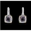Image 1 : Sterling Silver 6.30ctw Amethyst and Diamond Earrings